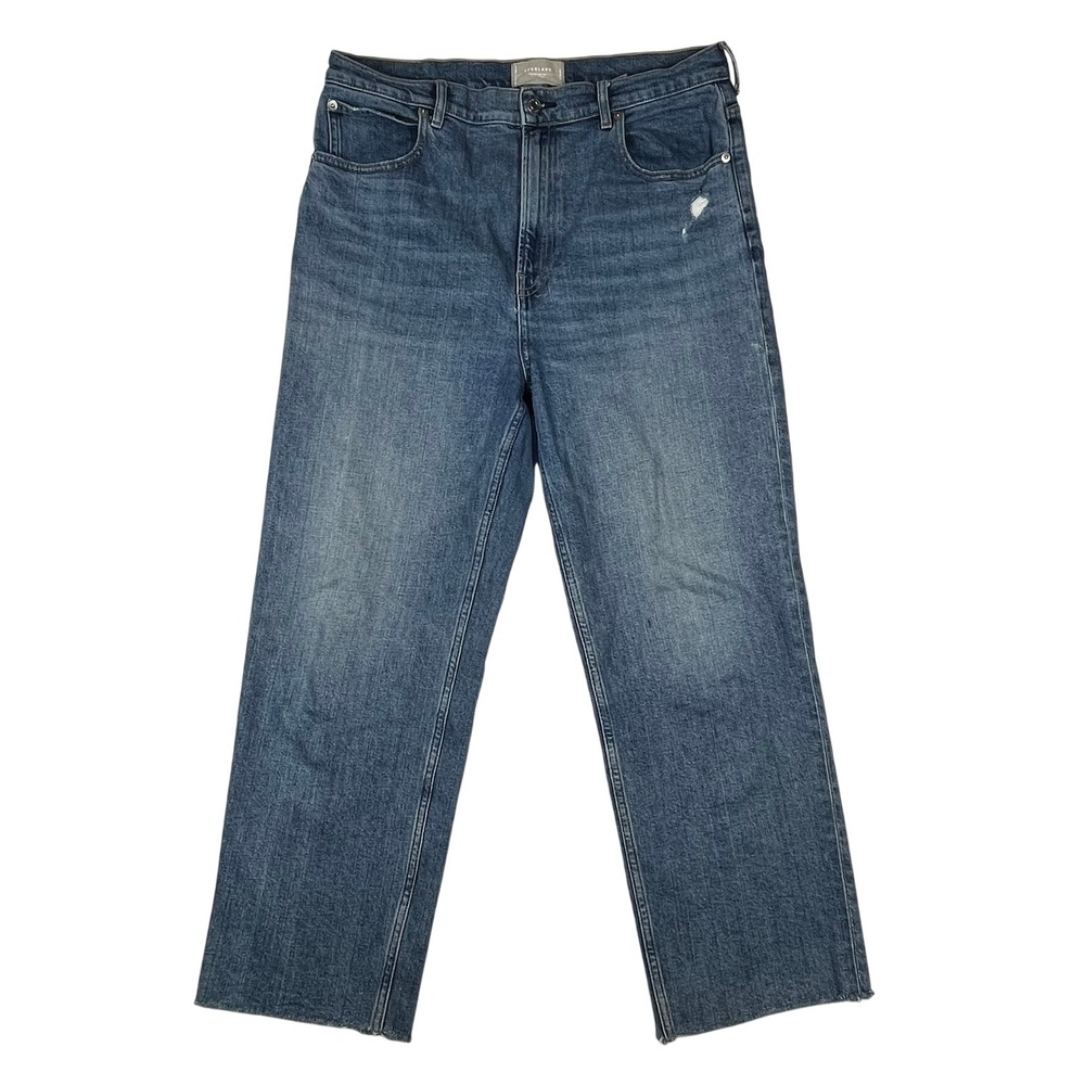Everlane The Way High Jean Women 32‎ Regular Distressed Raw Hem (Fits 34x 27)